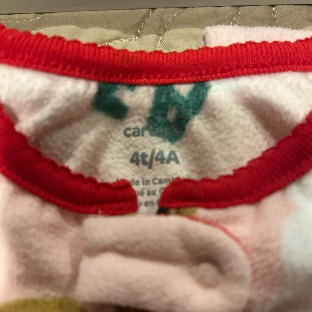 Lot of 2 Carter's Fleece Nightgown/Footie Pajamas - Christmas Theme!